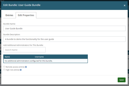 Editing a bundle properties. Editing a bundle properties.